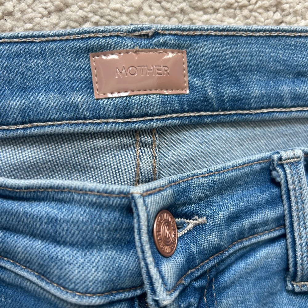 MOTHER High Rise Blue Jeans with Signature Stitching - Picture 3 of 6
